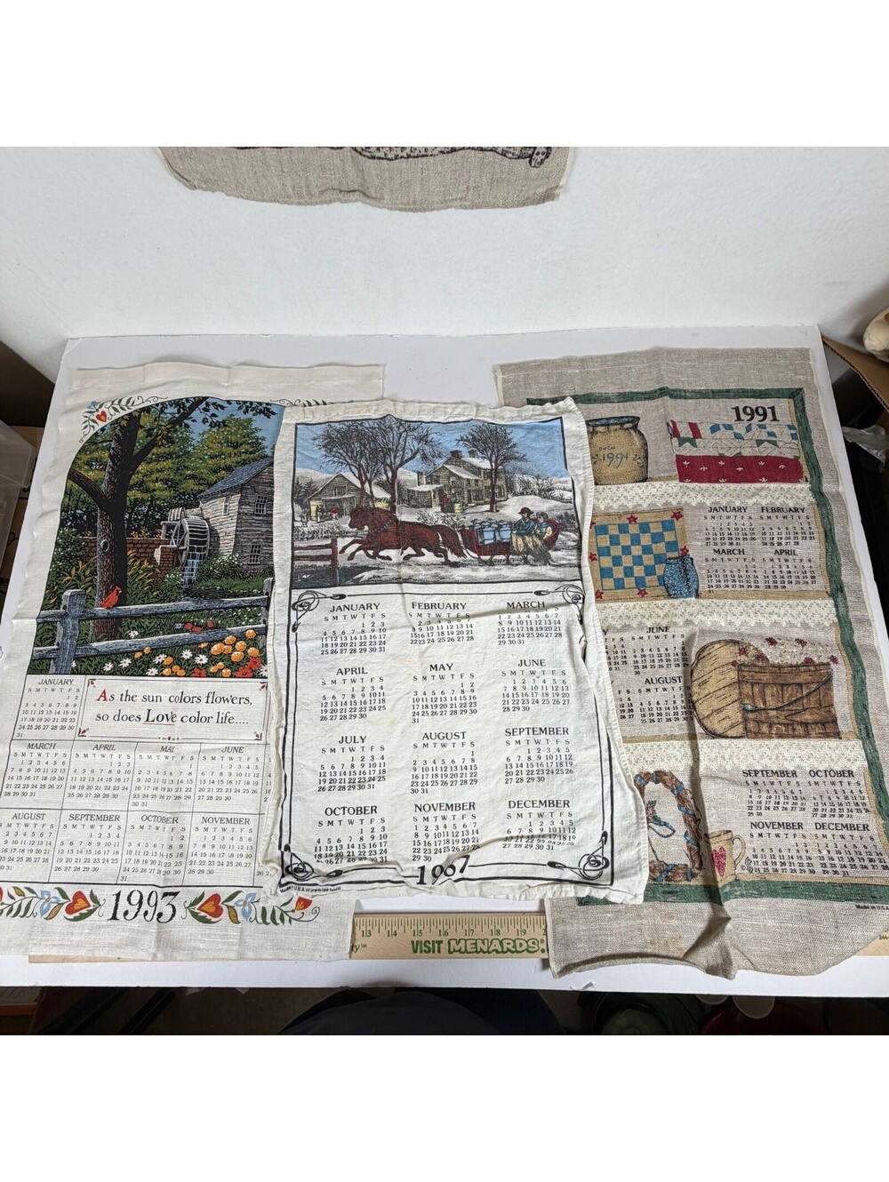 Lot of 18 Vintage Kay Dee Designs Linen Calendar Tea Towels 1980-2002 Collectibl